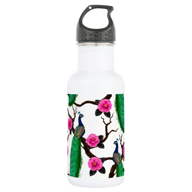 Peacock garden 532 ml water bottle (Front)