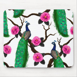 Peacock garden mouse pad