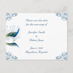 Peacock Garden Save the Date Announcement Postcard