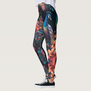 Peacock Garden Wallpaper Art Leggings