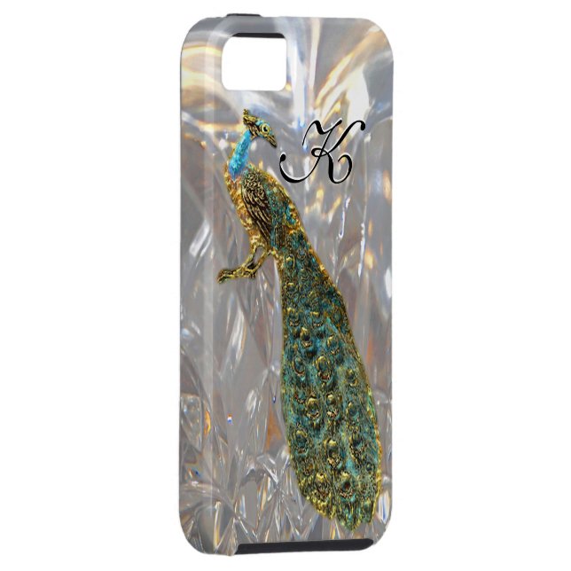 Peacock Glam Elegant Monogram Case-Mate iPhone Case (Back/Right)