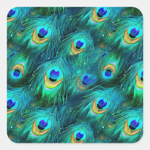 Peacock Glory Square Sticker