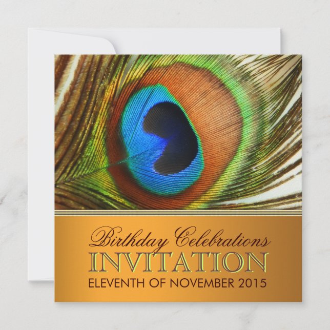 Peacock Goddess Birthday Party Invitations (Front)