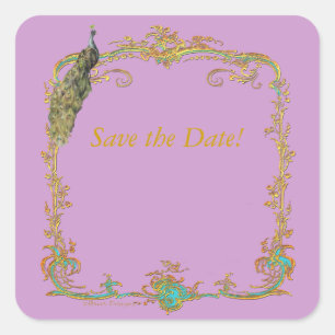 Peacock & Gold Filigree Sticker Tag