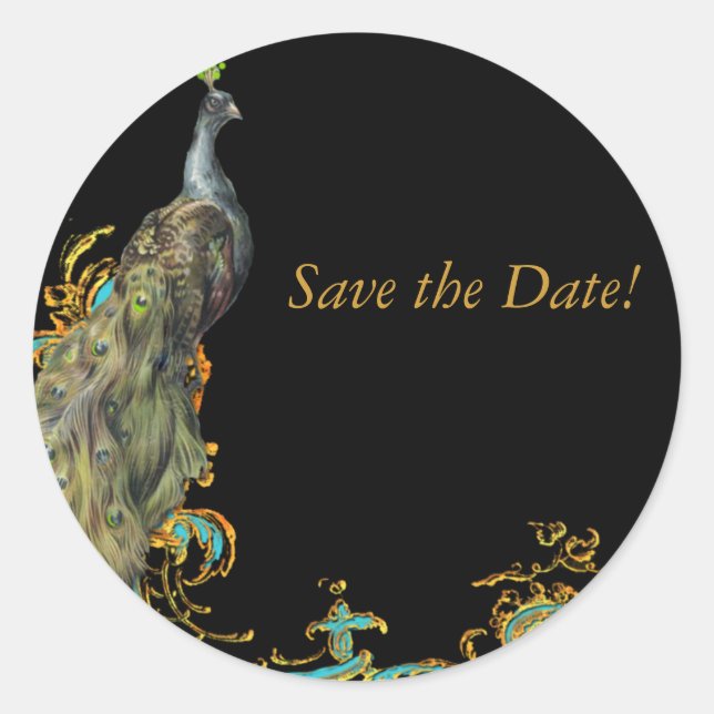 Peacock & Gold Filigree Sticker tags (Front)