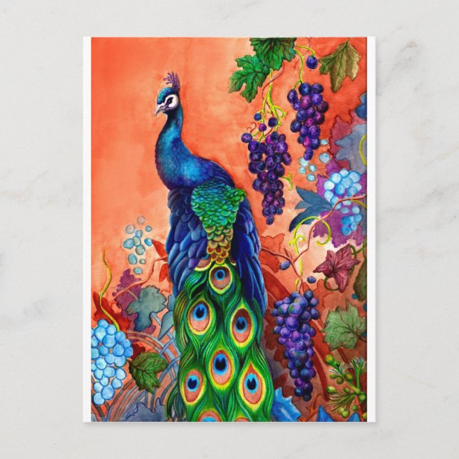 Peacock Grape Artwork Postcard (Front)