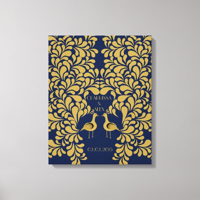 Peacock great gatsby wedding guest book gold (Front)