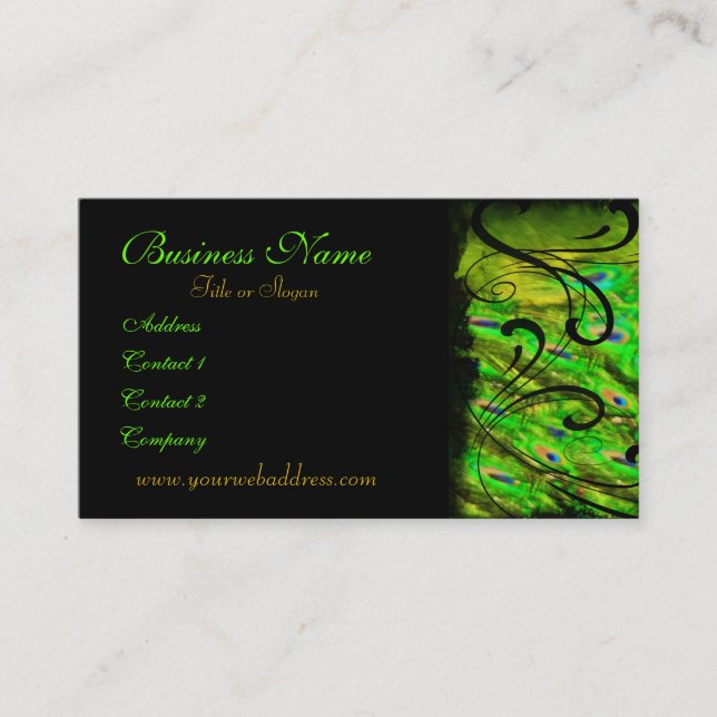 Peacock Green Artistic Business Card (Front)