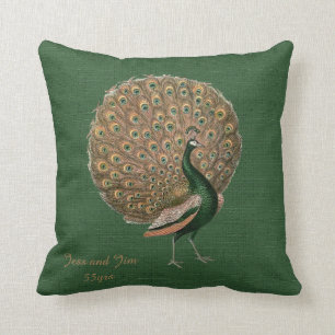 Peacock Green Emerald 55th Wedding Anniversary Cushion