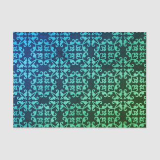 Peacock Green Gradient Damask Pattern  Tissue Paper