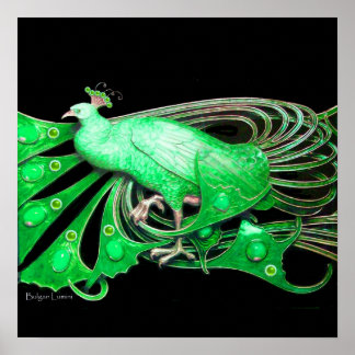 PEACOCK ,green grey black Poster