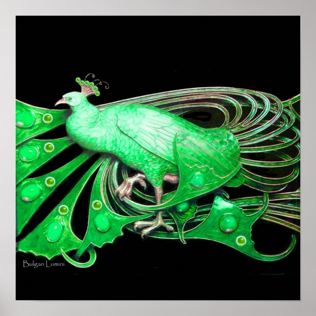 PEACOCK ,green grey black Poster (Front)