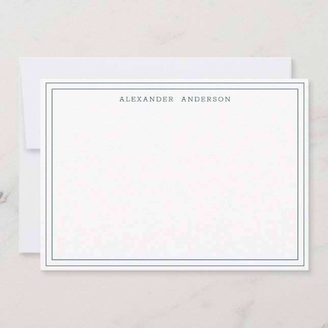 Peacock Green Modern Professional Double Border  Card (Front)
