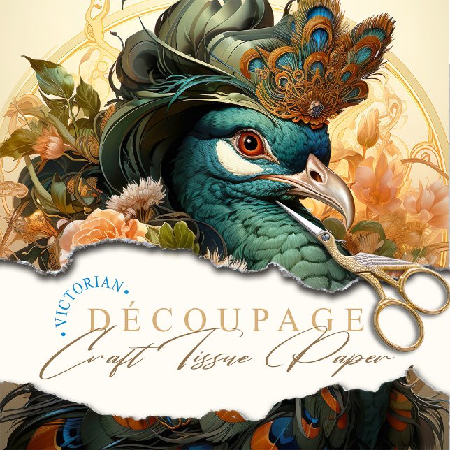 Peacock Hat Anthropomorphic Art Nouveau Craft Tissue Paper (Creator Uploaded)