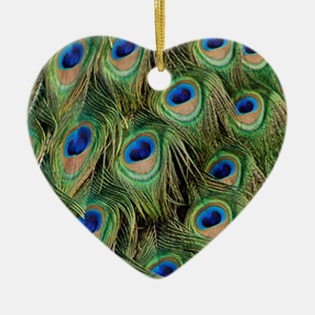Peacock Heart Ornament (Front)