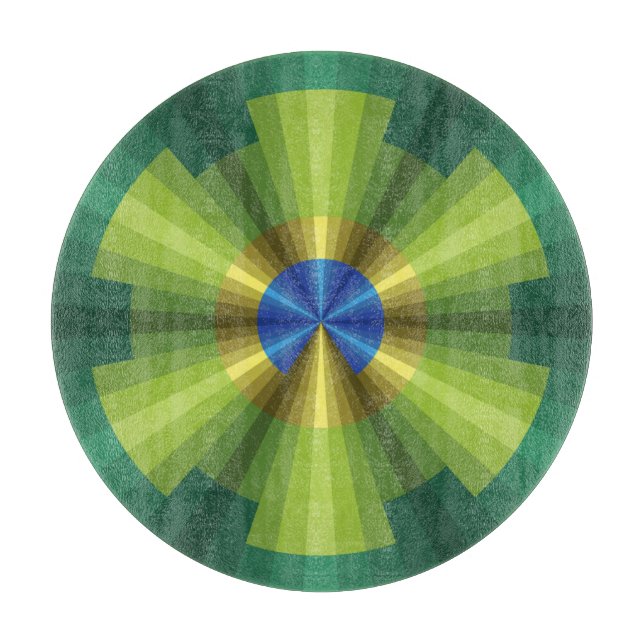 Peacock Illusion Glass Cutting Board (Front)
