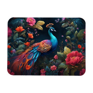 Peacock In a Colourful Rose Garden Magnet