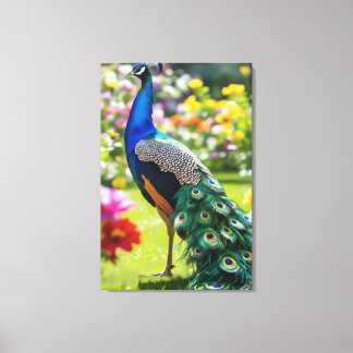 Peacock in Bloom Canvas Print