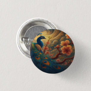 Peacock in Blossom Button