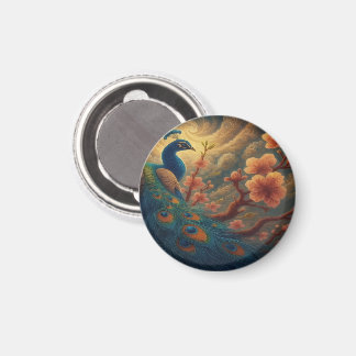 Peacock in Blossom Magnet