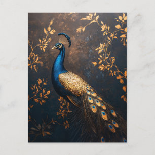 Peacock in Blue and Gold Postcard