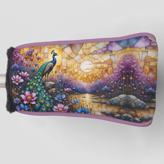 Peacock in Floral Landscape Golf Head Cover (Front)