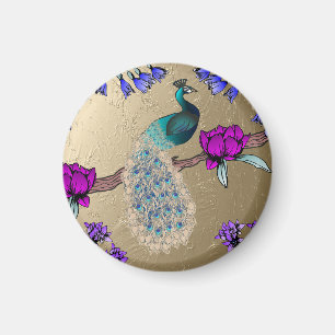 Peacock In Gold Magnet