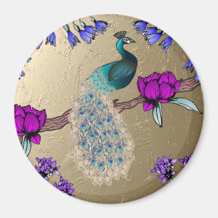 Peacock In Gold  Magnet