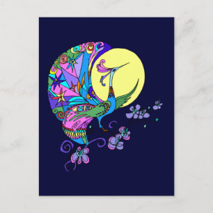 Peacock in Moonlight Postcard