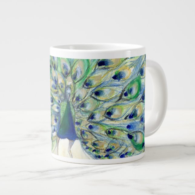 Peacock in San Diego 2 2013 Large Coffee Mug (Front Right)