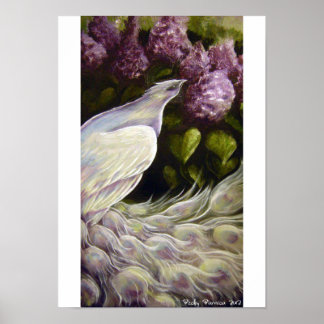 Peacock in the Lilacs Poster