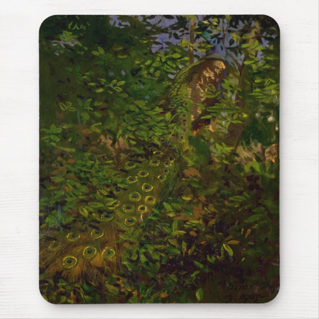 Peacock in the Woods (by Abbott Henderson Thayer) Mouse Pad (Front)