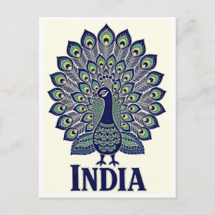 Peacock India Travel Postcard