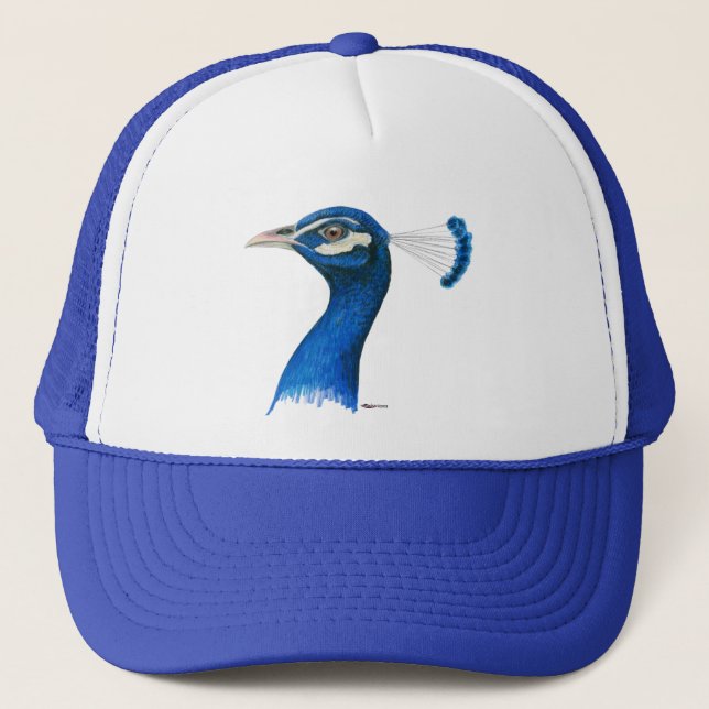 Peacock:  Indian Blue Trucker Hat (Front)