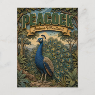 Peacock Indian Woodland POPCUT Postcard