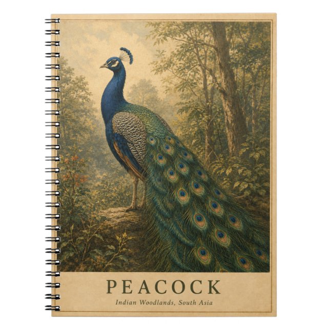 Peacock Indian Woodlands VINTAGE Notebook (Front)