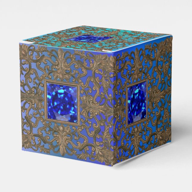 Peacock Jewel Favour Box (Front Side)