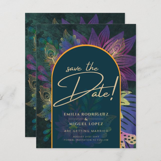 Peacock Jewel Tones Green Blue Wedding (Front/Back)