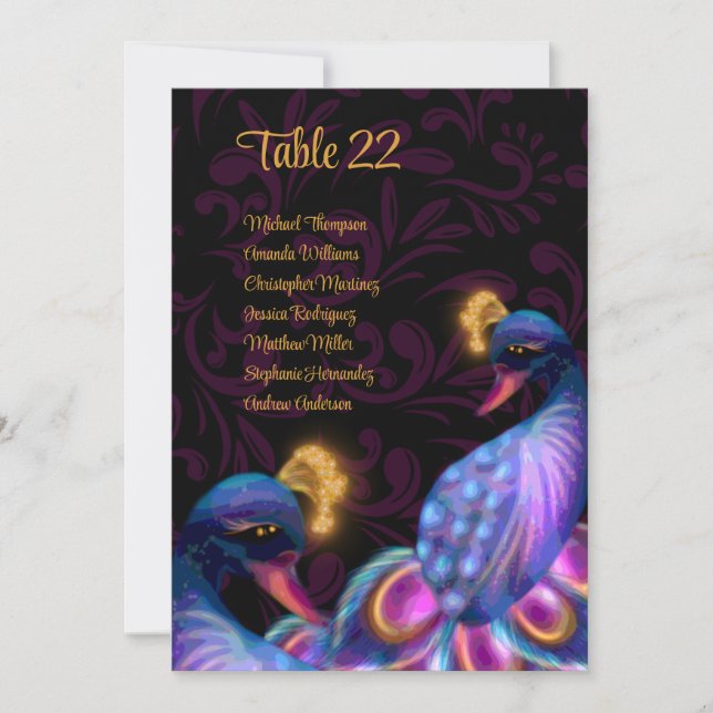 Peacock Jewel Tones Wedding Floral seating charts Invitation (Front)