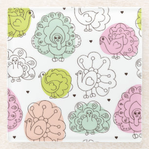 peacock kids wallpaper vintage glass coaster