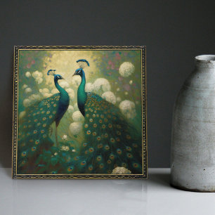Peacock Klimt Wall Decor Impressionist Art Nouveau Tile