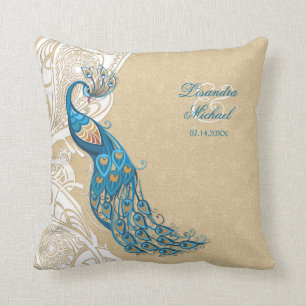 Peacock Lace Elegance 2 Wedding Keepsake Pillow
