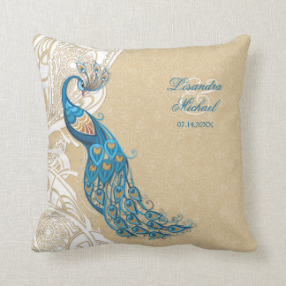 Peacock Lace Elegance 2 Wedding Keepsake Pillow