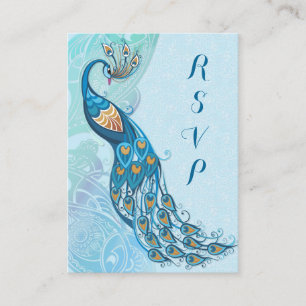 Peacock Lace Elegance Wedding RSVP Enclosure Card