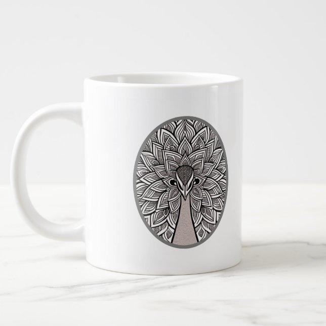 Peacock Large Coffee Mug (Left)