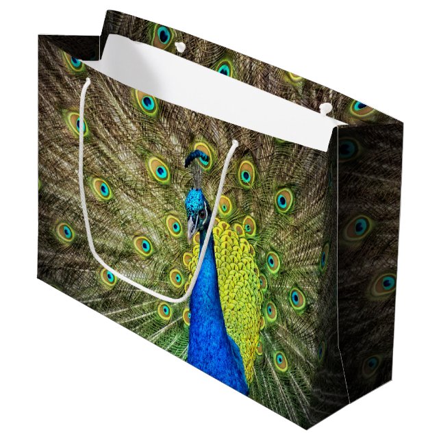 Peacock Large Gift Bag (Front Angled)