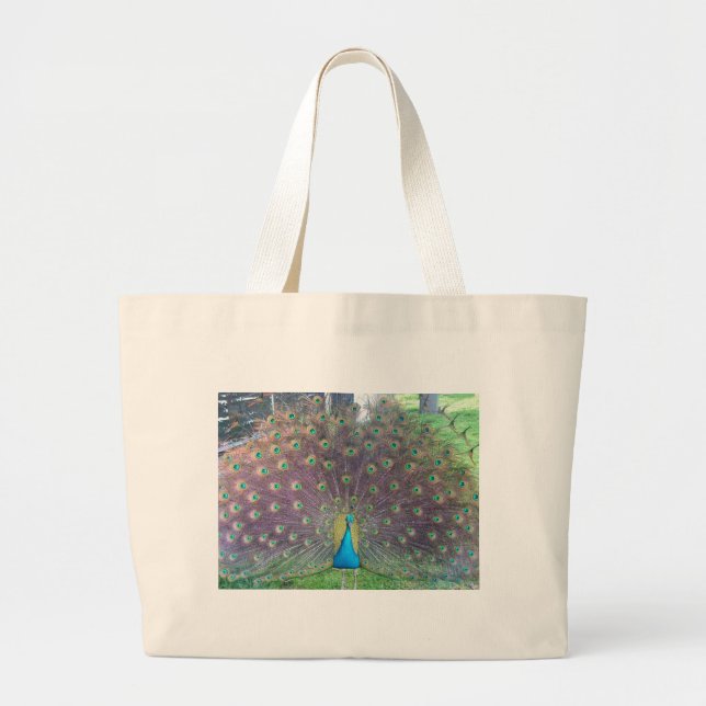 Peacock Large Tote Bag (Front)