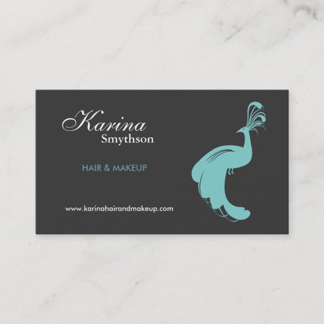 Peacock Logo Hair Stylist/Cosmetologist/Fashion Business Card (Front)