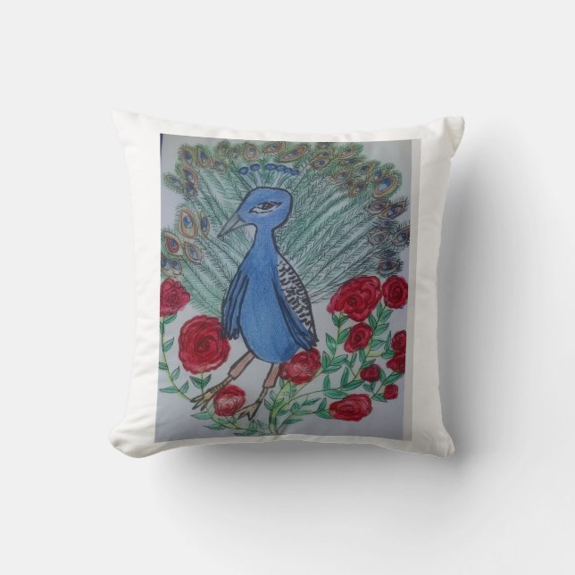 Peacock love rose cushion (Front)