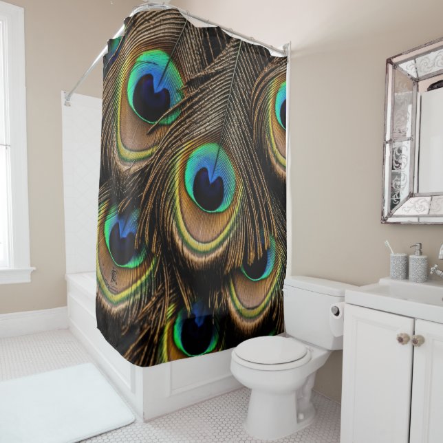 Peacock Love Shower Curtain (In Situ)